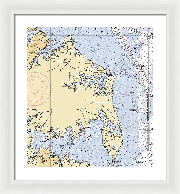 Hog Neck-maryland Nautical Chart - Framed Print