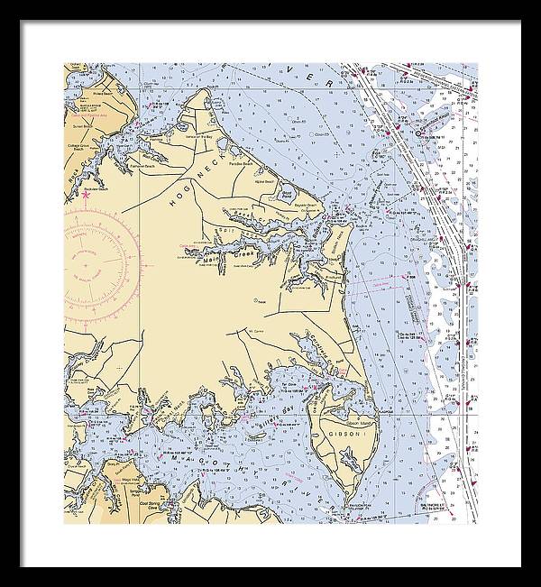 Hog Neck-maryland Nautical Chart - Framed Print