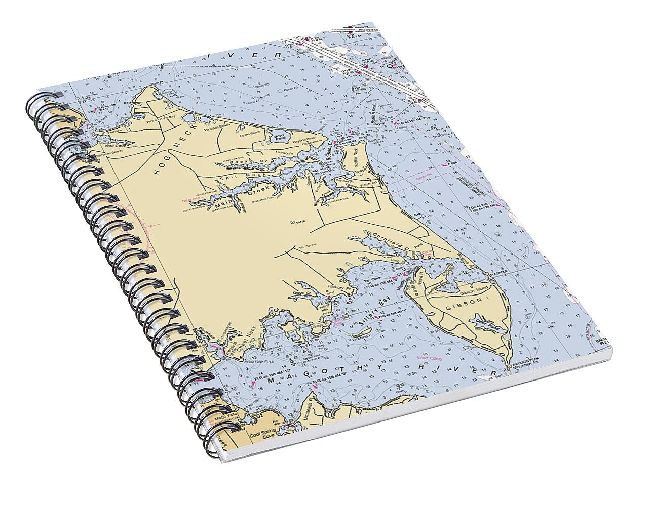 Hog Neck-maryland Nautical Chart - Spiral Notebook