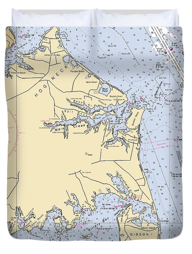 Hog Neck-maryland Nautical Chart - Duvet Cover