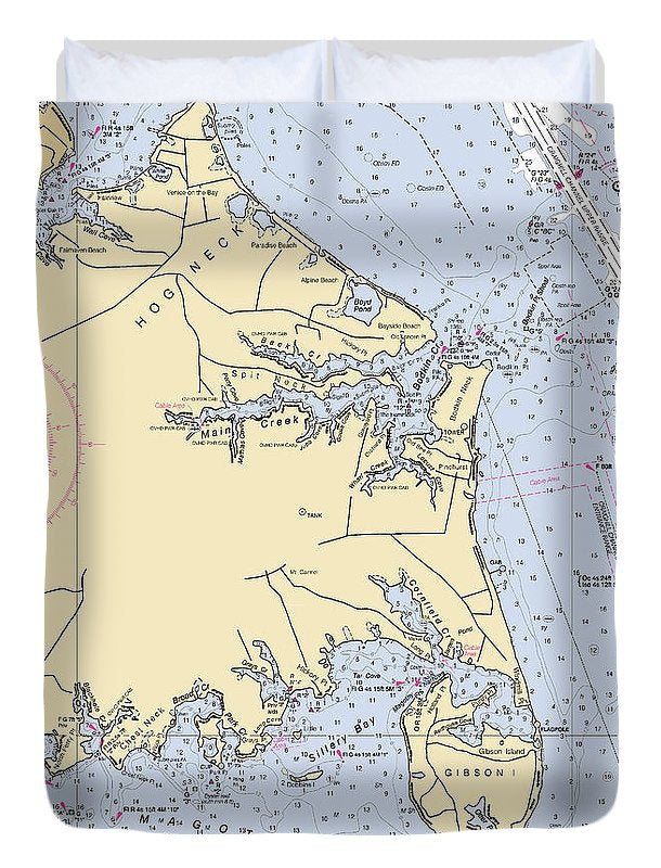 Hog Neck-maryland Nautical Chart - Duvet Cover