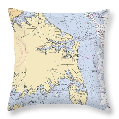 Hog Neck-maryland Nautical Chart - Throw Pillow