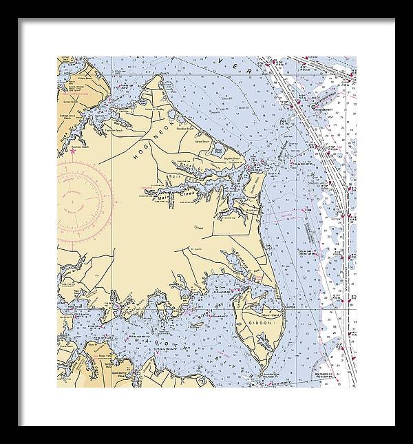 Hog Neck-maryland Nautical Chart - Framed Print