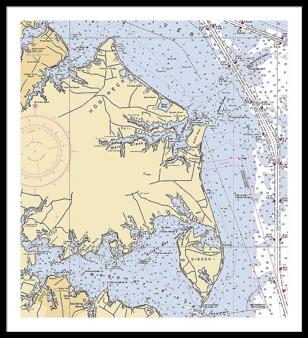 Hog Neck-maryland Nautical Chart - Framed Print