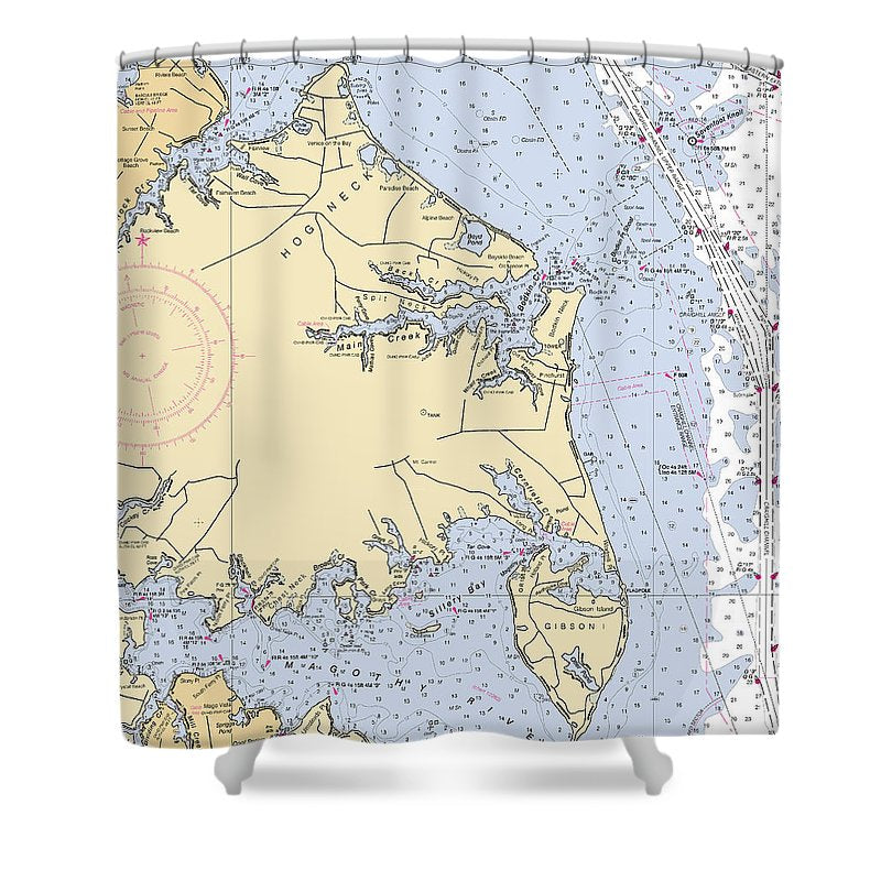 Hog Neck Maryland Nautical Chart Shower Curtain