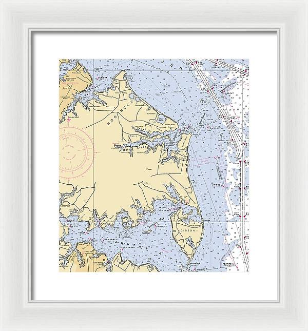 Hog Neck-maryland Nautical Chart - Framed Print