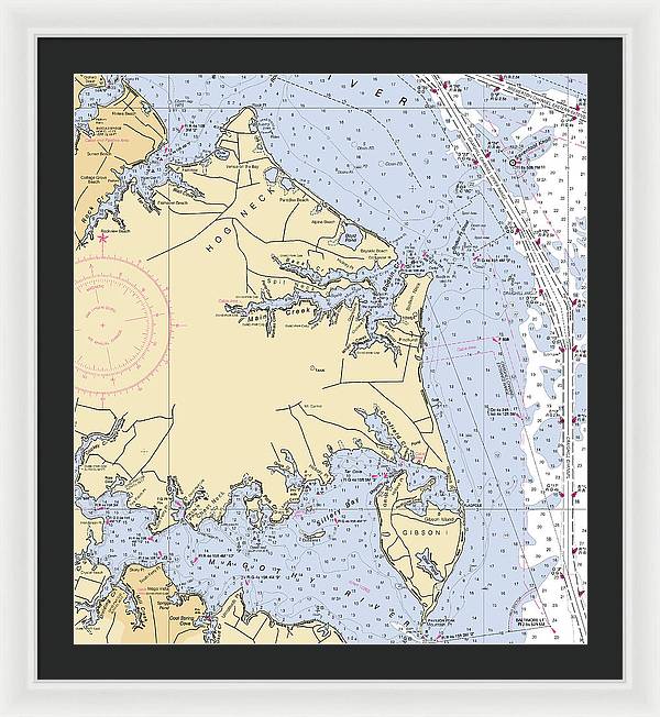 Hog Neck-maryland Nautical Chart - Framed Print