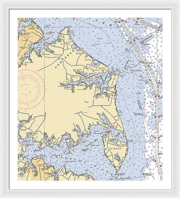 Hog Neck-maryland Nautical Chart - Framed Print