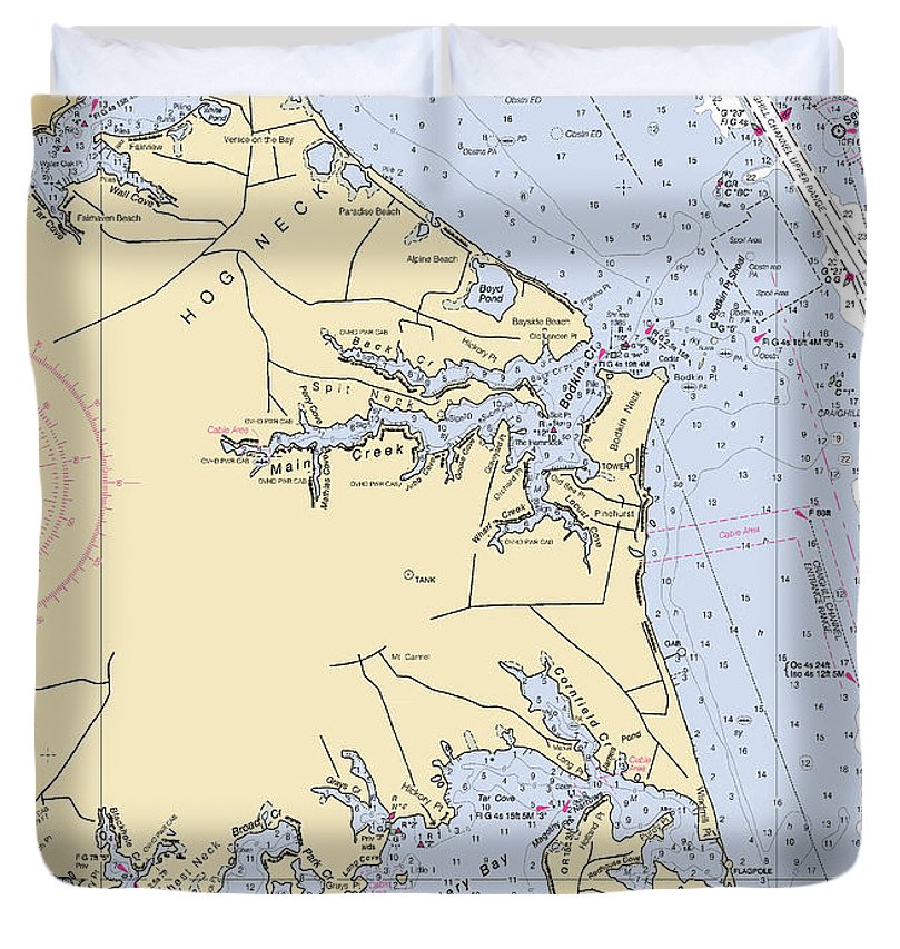 Hog Neck Maryland Nautical Chart Duvet Cover