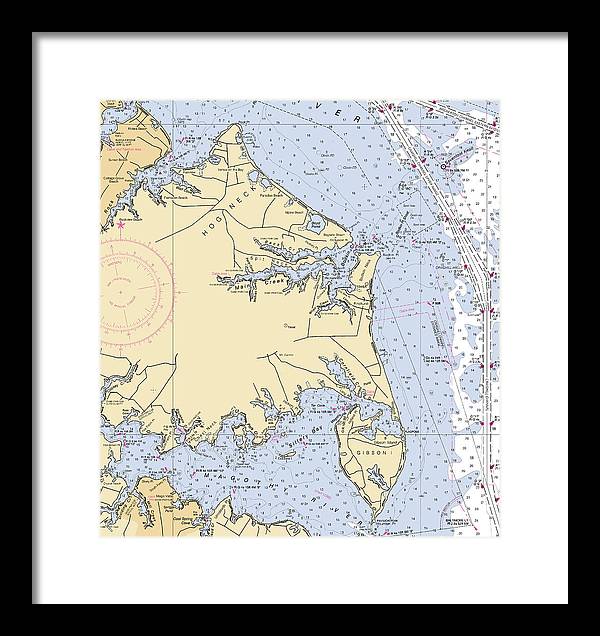 Hog Neck-maryland Nautical Chart - Framed Print