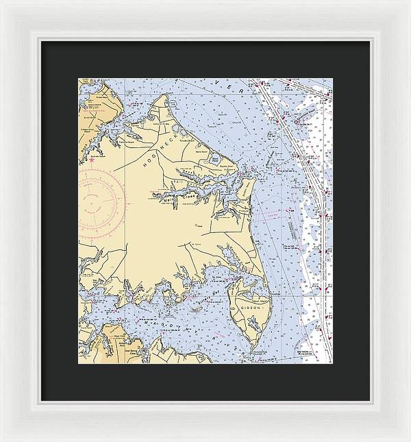 Hog Neck-maryland Nautical Chart - Framed Print