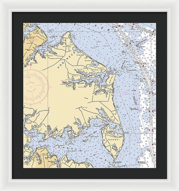 Hog Neck-maryland Nautical Chart - Framed Print