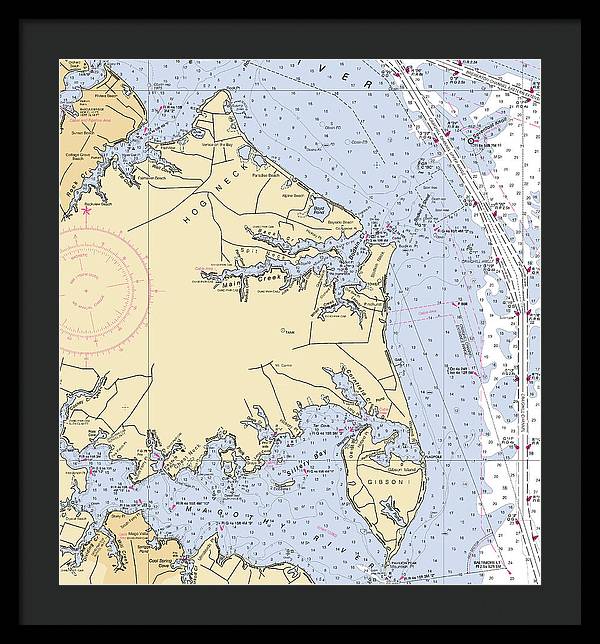 Hog Neck-maryland Nautical Chart - Framed Print