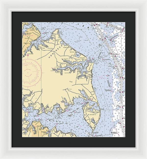 Hog Neck-maryland Nautical Chart - Framed Print