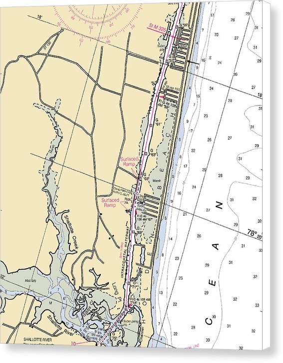 Holden Beach-north Carolina Nautical Chart - Canvas Print