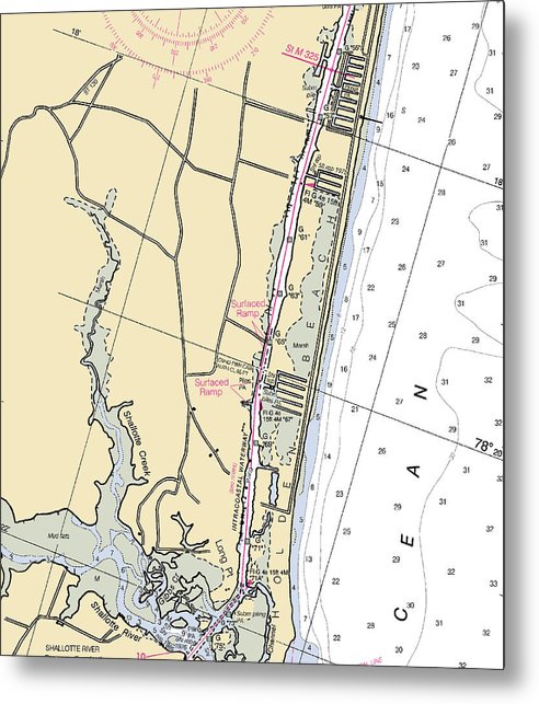 A beuatiful Metal Print of the Holden Beach-North Carolina Nautical Chart - Metal Print by SeaKoast.  100% Guarenteed!