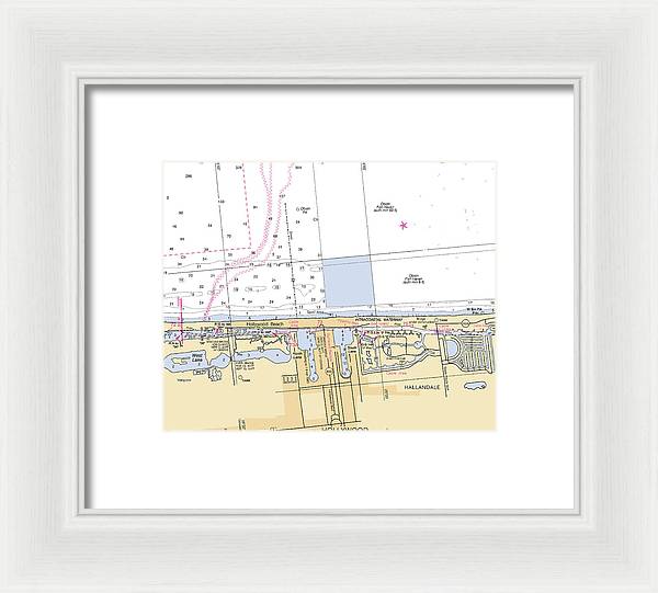 Hollywood -florida Nautical Chart _v6 - Framed Print