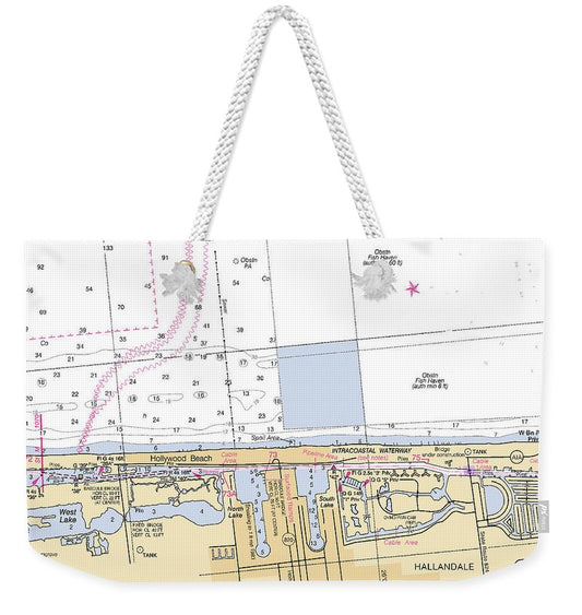 Hollywood -florida Nautical Chart _v6 - Weekender Tote Bag