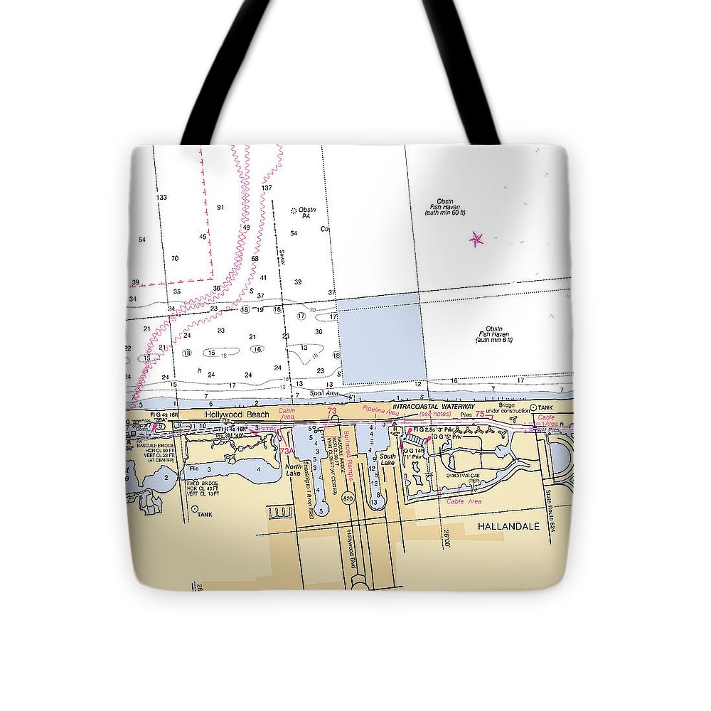 Hollywood -florida Nautical Chart _v6 - Tote Bag