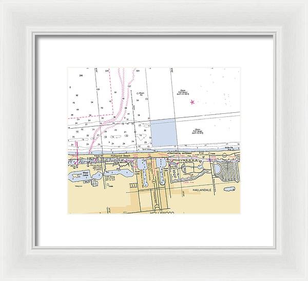 Hollywood -florida Nautical Chart _v6 - Framed Print