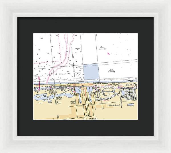 Hollywood -florida Nautical Chart _v6 - Framed Print