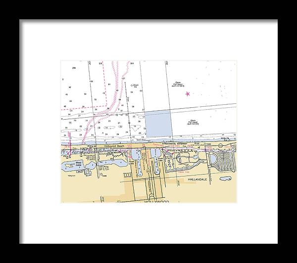 A beuatiful Framed Print of the Hollywood -Florida Nautical Chart _V6 by SeaKoast