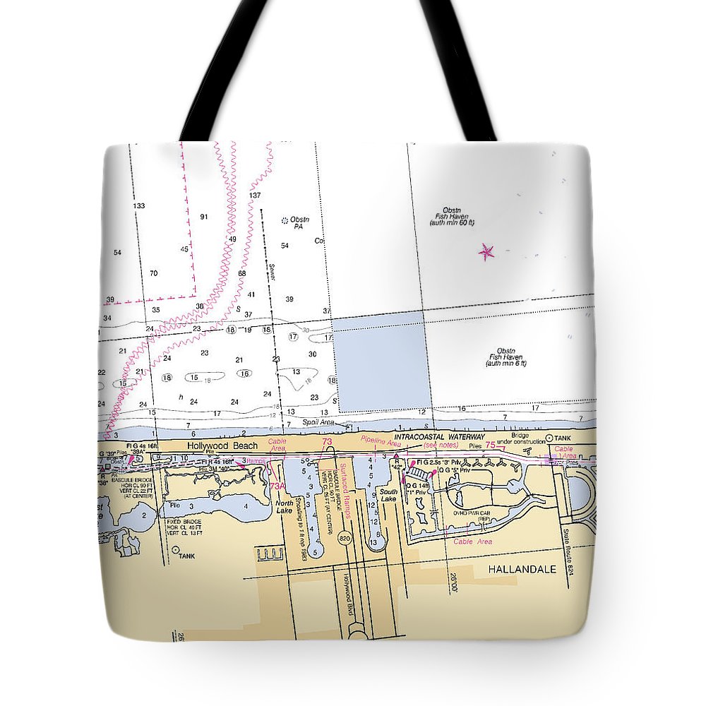 Hollywood -florida Nautical Chart _v6 - Tote Bag