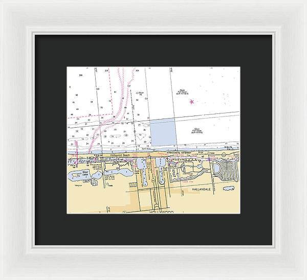 Hollywood -florida Nautical Chart _v6 - Framed Print