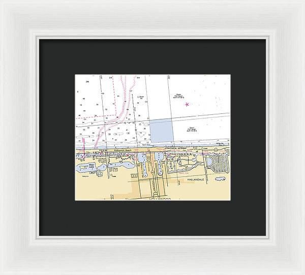 Hollywood -florida Nautical Chart _v6 - Framed Print