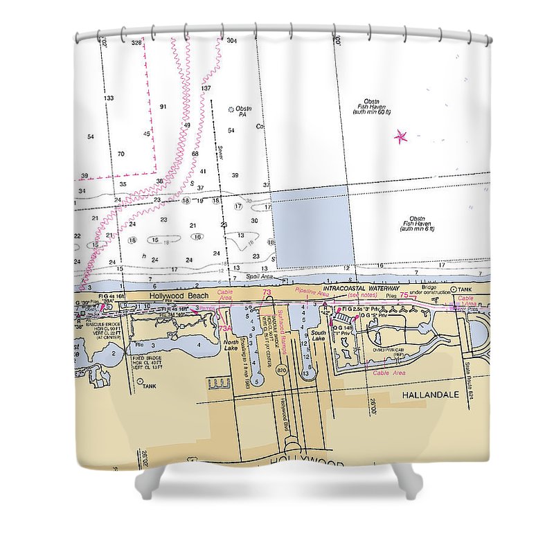 Hollywood  Florida Nautical Chart _V6 Shower Curtain