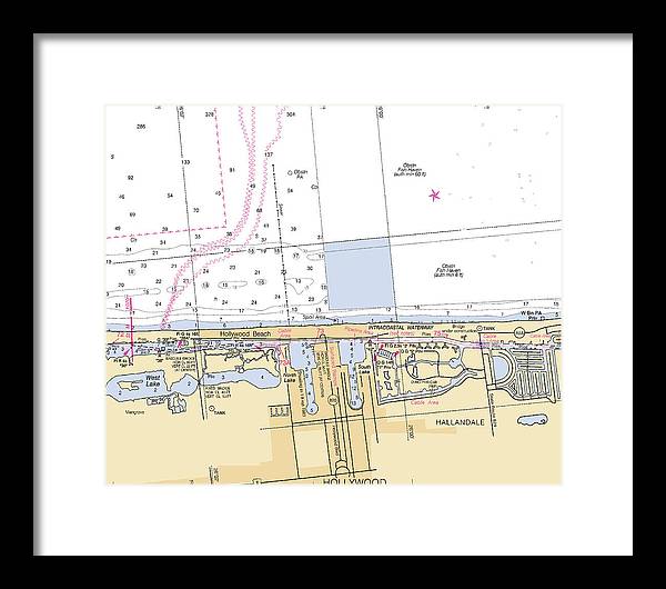 Hollywood -florida Nautical Chart _v6 - Framed Print