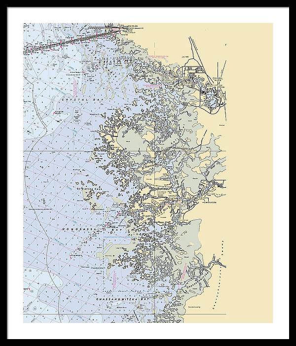 Homosassa-springs -florida Nautical Chart _v6 - Framed Print