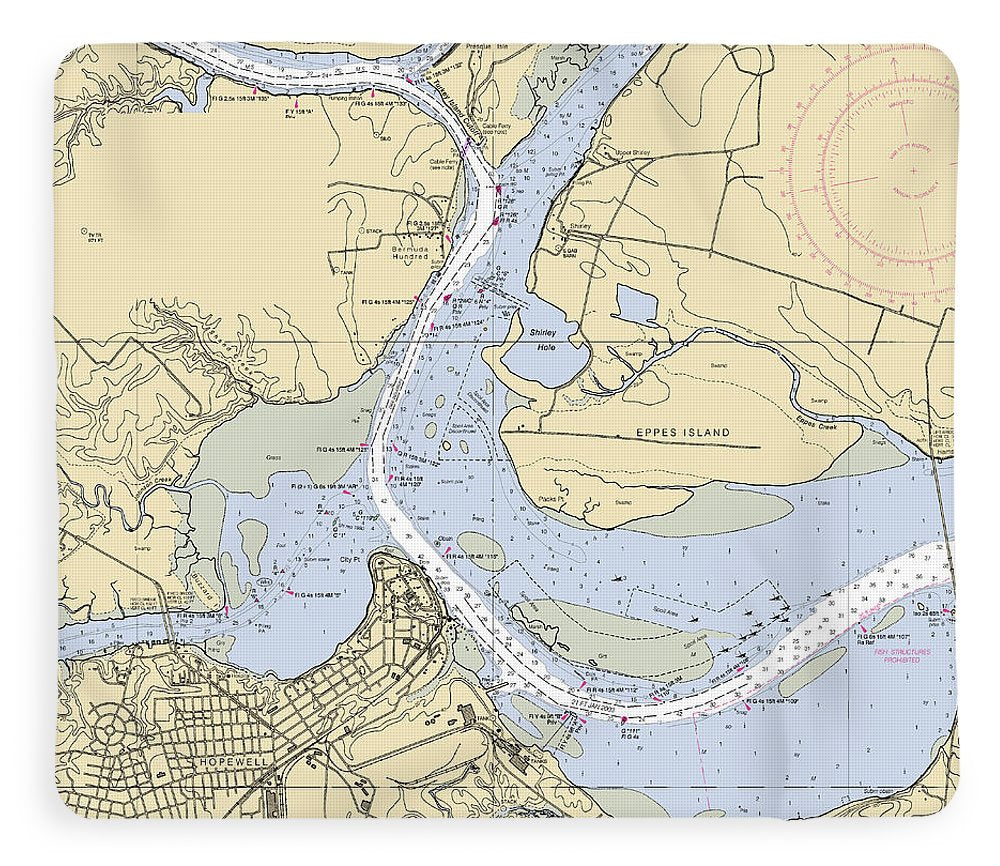 Hopewell-virginia Nautical Chart - Blanket