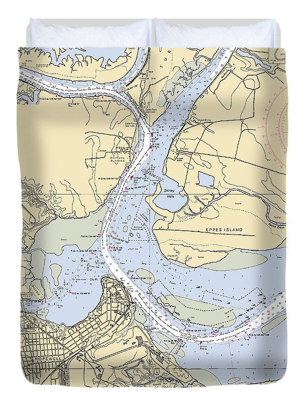 Hopewell-virginia Nautical Chart - Duvet Cover