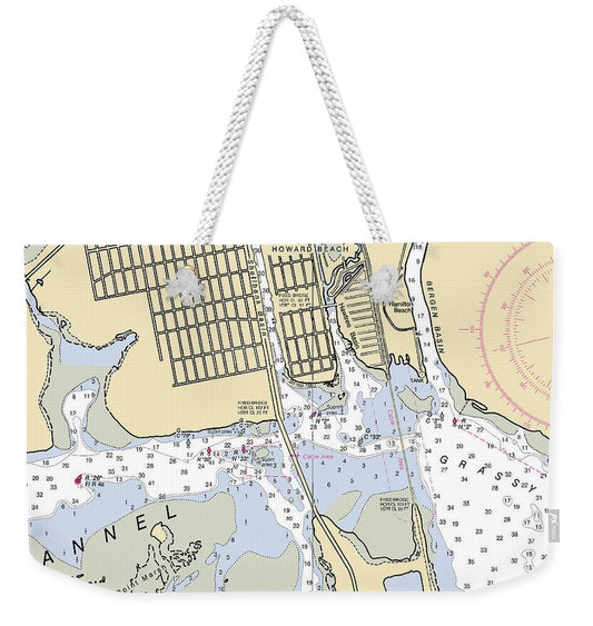 Howard Beach-new York Nautical Chart - Weekender Tote Bag