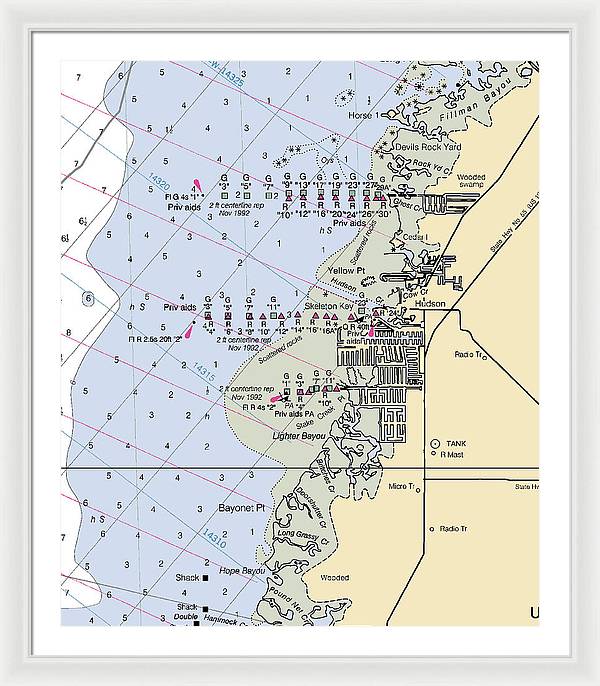 Hudson-florida Nautical Chart - Framed Print