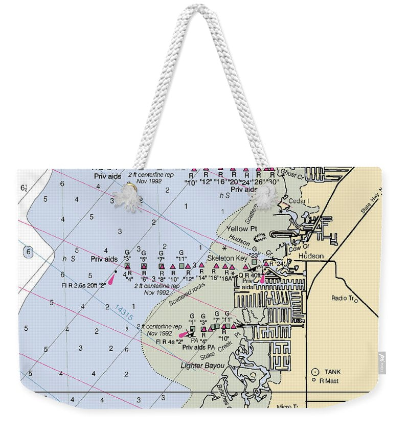 Hudson-florida Nautical Chart - Weekender Tote Bag