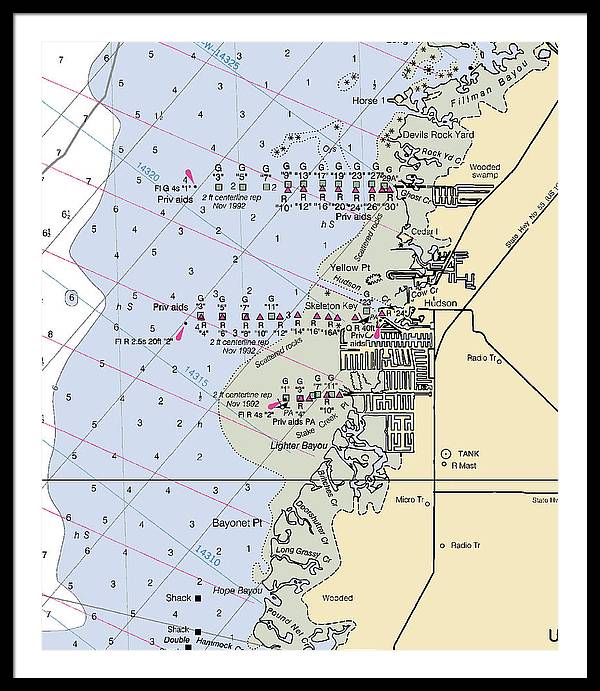 Hudson-florida Nautical Chart - Framed Print