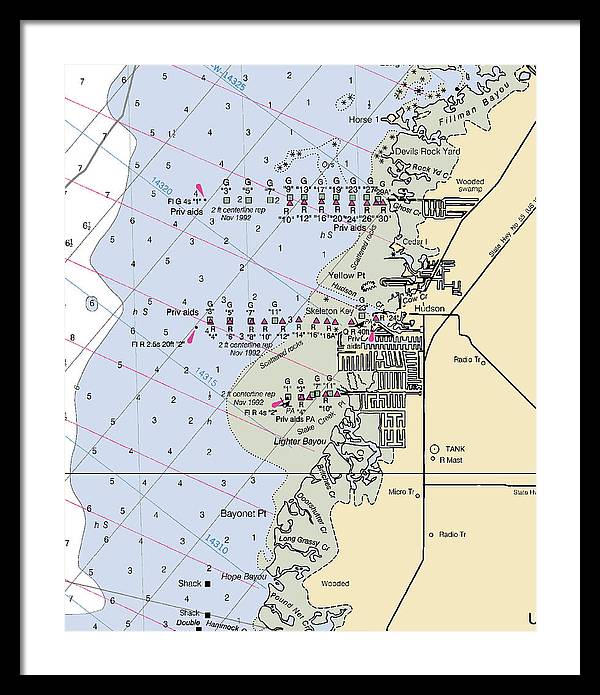 Hudson-florida Nautical Chart - Framed Print