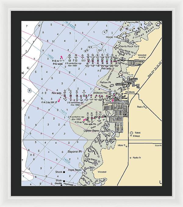 Hudson-florida Nautical Chart - Framed Print