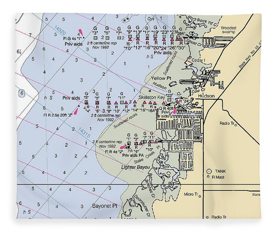 Hudson Florida Nautical Chart Blanket