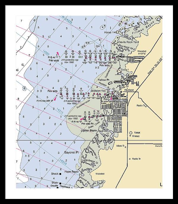 Hudson-florida Nautical Chart - Framed Print