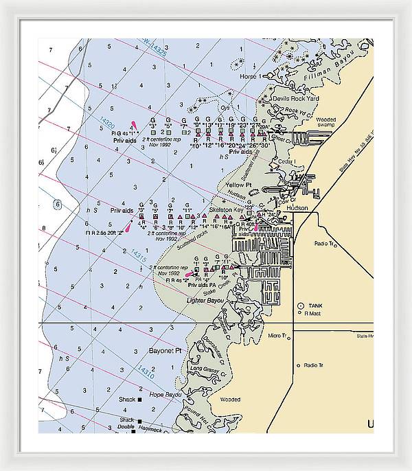 Hudson-florida Nautical Chart - Framed Print