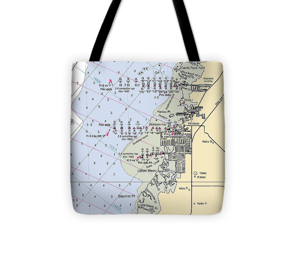 Hudson Florida Nautical Chart Tote Bag