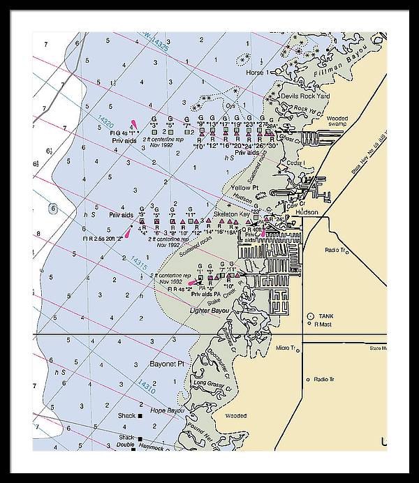 Hudson-florida Nautical Chart - Framed Print