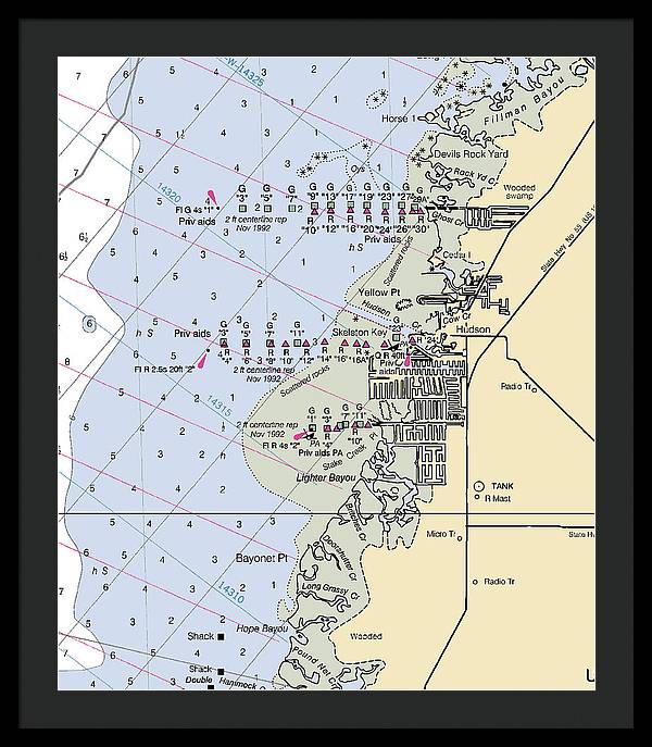 Hudson-florida Nautical Chart - Framed Print