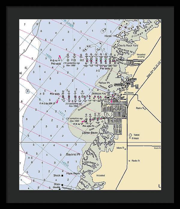 Hudson-florida Nautical Chart - Framed Print