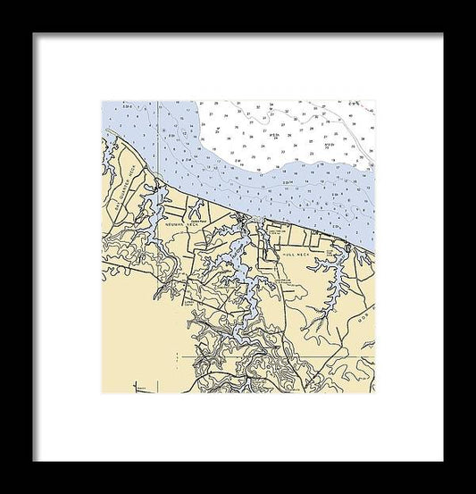 A beuatiful Framed Print of the Hull Neck-Virginia Nautical Chart by SeaKoast