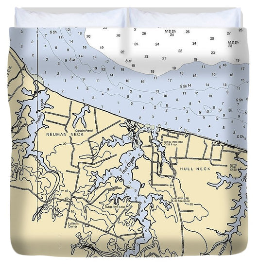 Hull Neck Virginia Nautical Chart Duvet Cover