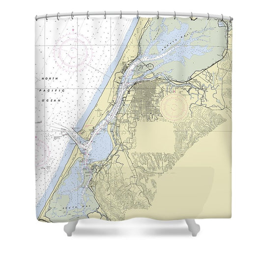 Humbolt Bay California Nautical Chart Shower Curtain